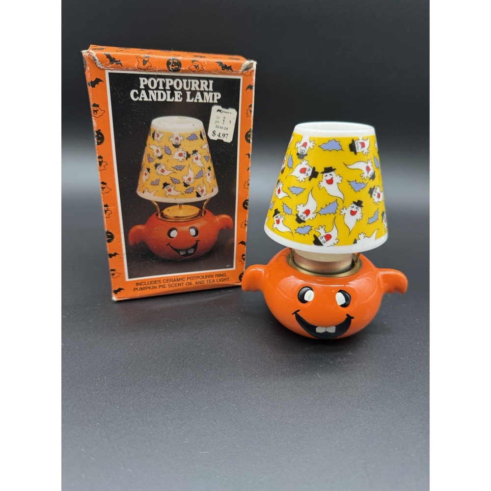 Vintage Kmart Halloween Potpourri Candle Lamp Ghost Pumpkin w/ Box *SHIPS FAST*